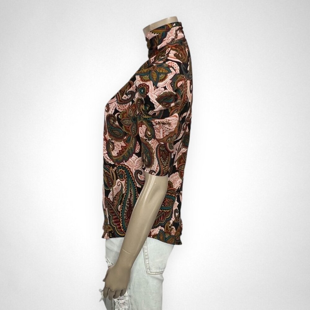 NEW YORK &‎ CO XS Paisley High-Neck Top Office Fall Print - Picture 3 of 12